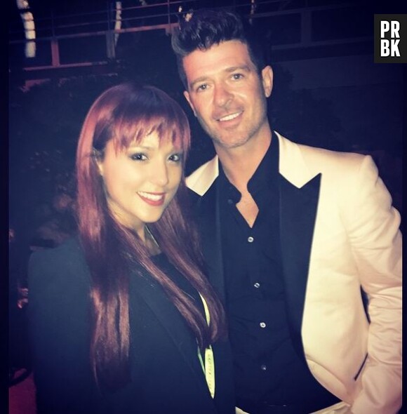 Barbara Lune (Les Anges 7) avec Robin Thicke, à Cannes