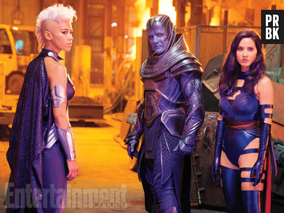 X-Men Apocalypse : Alexandra Shipp, Oscar Isaac et Olivia Munn sur une photo