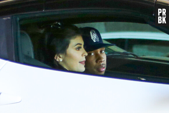 Kylie Jenner et Tyga dans la Ferrari blanche, le 14 août 2015, à Los Angeles