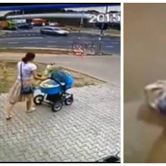 Cette femme et son bébé passent à deux doigts d'un accident mortel, la vidéo est hallucinante