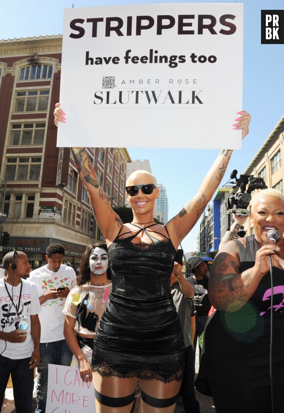 Amber Rose en lingerie pour la SlutWalk le 3 octobre 2015 à Los Angeles