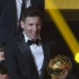 Lionel Messi lors de la cérémonie du Ballon d'or 2015 à Zurich, le 11 janvier 2016