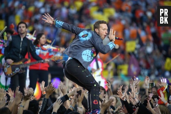 Chris Martin de Coldplay au Super Bowl 2016 le 8 février