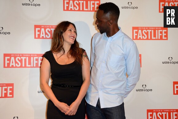Thomas Ngijol et Karole Rocher en couple à l'avant-première du film Fastlife, le 15 juillet 2014 à Paris