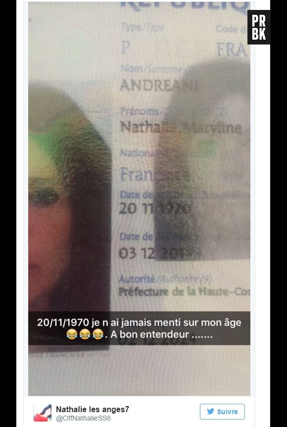 Nathalie publie la photo de son passeport pour démentir les rumeurs
