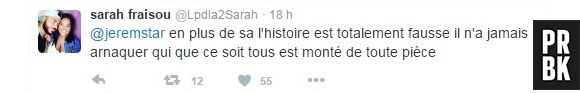 Sarah Fraisou (Les Anges 8) défend son chéri Malik et s'attaque à Jeremstar sur Twitter le 2 juillet 2016