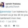 Sarah Fraisou (Les Anges 8) défend son chéri Malik et s'attaque à Jeremstar sur Twitter le 2 juillet 2016