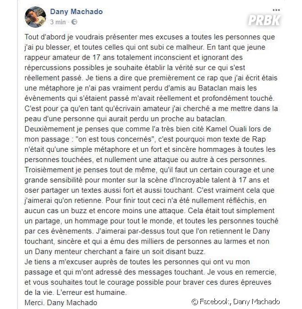 Incroybale Talent : le candidat reconnaît que son ami tué au Bataclan n'a jamais existé