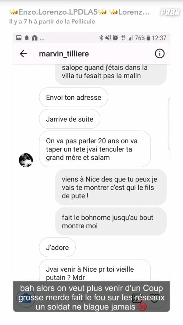 Marvin (Les Princes) et Enzo : gros clash sur les réseaux sociaux