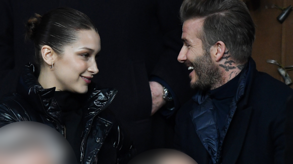 David Beckham et Bella Hadid très complices lors du match PSG-Real Madrid