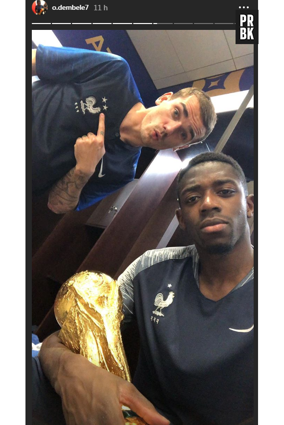 Coupe du monde 2018 : Ousmane Dembélé et Antoine Griezmann fiers avec la coupe