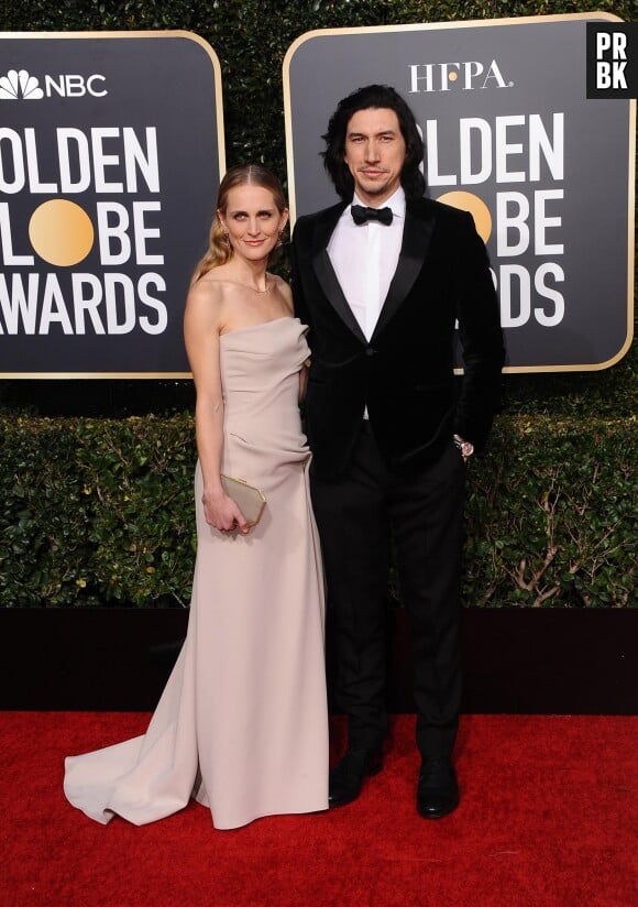 Adam Driver et sa femme Joanne Tucker sur le tapis rouge des Golden Globes le 6 janvier 2019