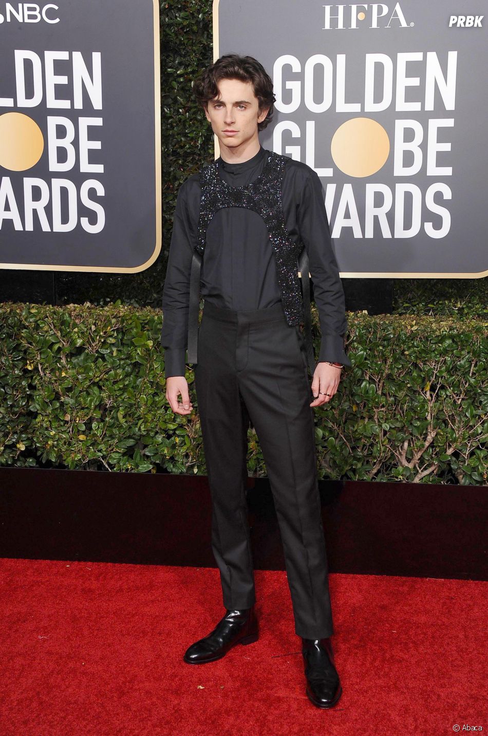 Timothée Chalamet sur le tapis rouge des Golden Globes le 6 janvier