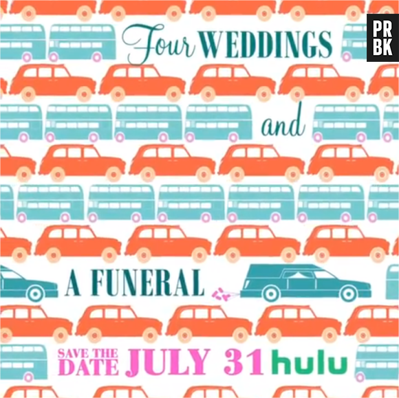 L'affiche teaser de la série Quatre mariages et un enterrement