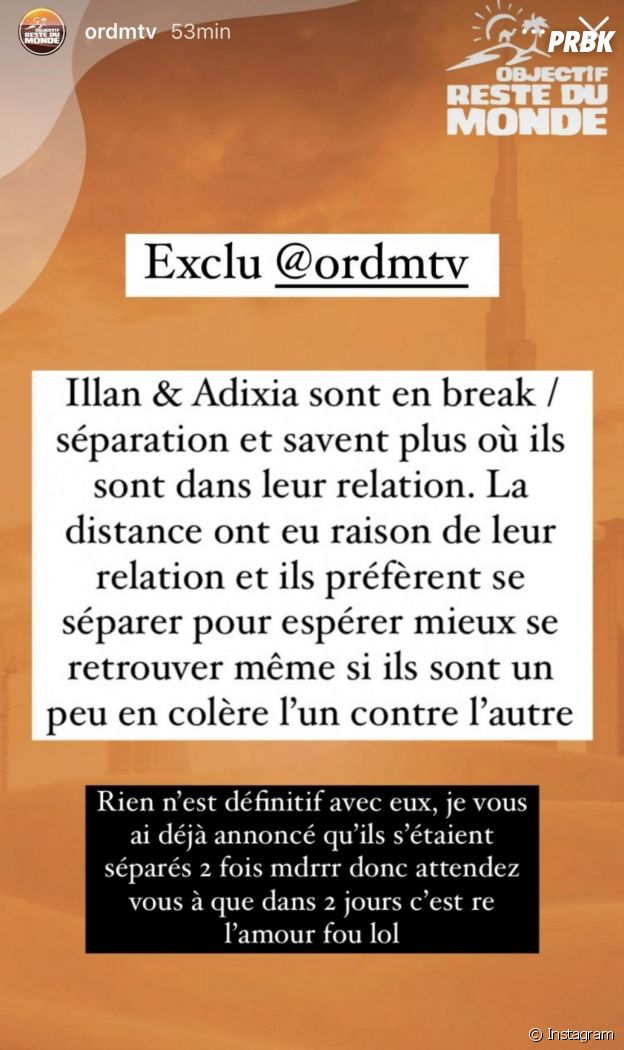 Illan (Objectif Reste du Monde) et Adixia en plein break ?