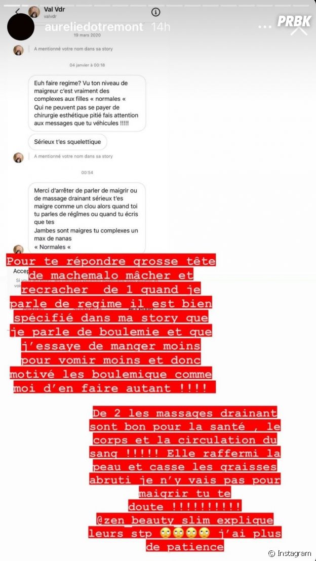 Aurélie Dotremont boulimique et complexée, elle répond à une internaute : "J'ai la peau totalement relâchée, j'ai de la cellulite et mon corps ne me plaît pas", "Alors s'il te plaît épargne moi tes commentaires sur le physique je ne pousse personne à être comme moi je ne m'aime pas".