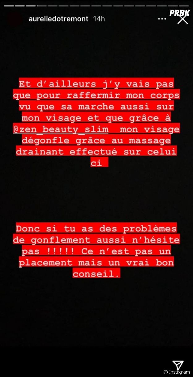 Aurélie Dotremont boulimique et complexée, elle répond à une internaute : "J'ai la peau totalement relâchée, j'ai de la cellulite et mon corps ne me plaît pas", "Alors s'il te plaît épargne moi tes commentaires sur le physique je ne pousse personne à être comme moi je ne m'aime pas".