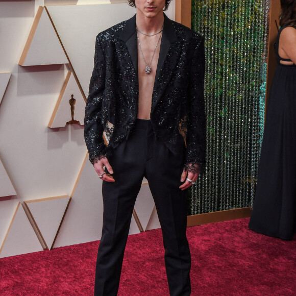 Timothée Chalamet sur le tapis rouge des Oscars 2022