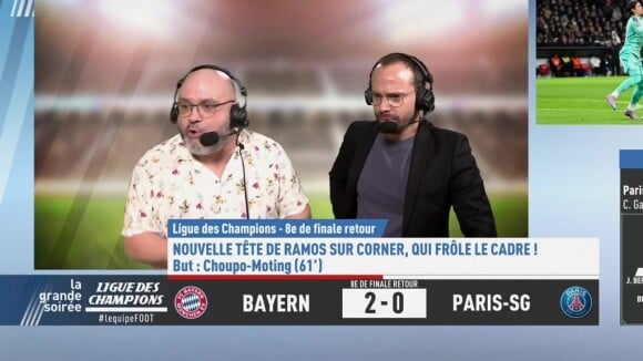 Yoann Riou pète les plombs après la défaite du PSG face au Bayern le mercredi 8 mars 2023 sur L'Equipe