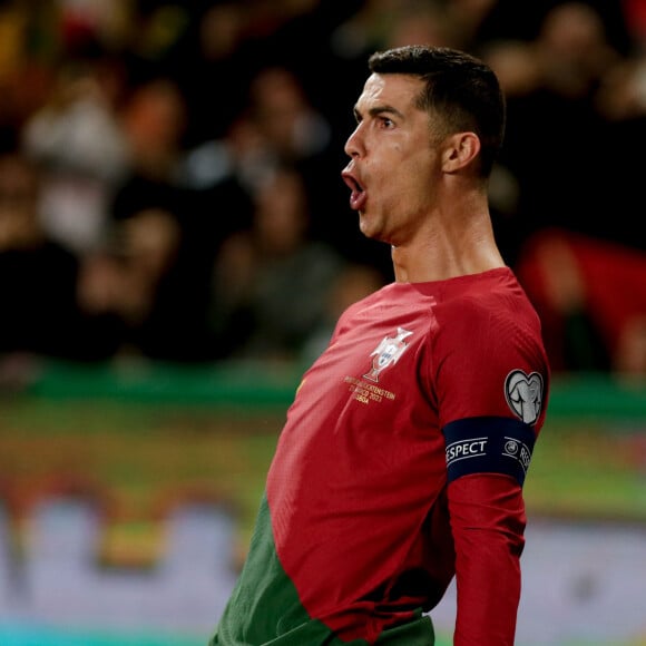 Cristiano Ronaldo lors du match des qualifications européennes entre le Portugal et le Liechtenstein à Lisbonne, Portugal le 23 mars 2023.  March 23, 2023, Lisboa, Portugal: European Qualifiers - Portugal and Liechtenstein Cristiano Ronaldo forward of Portugal celebrates a goal during the European Qualifiers match between Portugal and Liechtenstein at EstÃƒÂ¡dio Jose Alvalade on 23th March, 2023 in Lisbon, Portugal. Valter Gouveia/SPP (Credit Image: © Valter Gouveia/Sport Press Photo via ZUMA Press) 