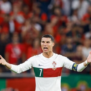 CRISTIANO RONALDO au match de football de quart de finale opposant le Portugal au Maroc lors de la coupe du Monde au stade Education City à Al Rayyan au Qatar, le 10 décembre 2022. © Fotoarena/Panoramic/Bestimage 