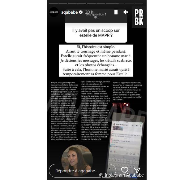 Selon Aqababe, Estelle aurait fréquenté un homme marié avant et pendant l'émission Mariés au premier regard