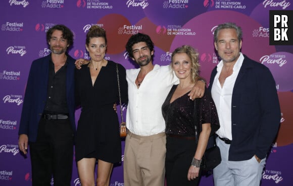 Le cast de 'Un si grand soleil ' Marie Gaelle Cals, Hubert Benhamdine, Fabrice Deville, Nadia Foosier, Folco Marchi lors de la soirée ' Series' au Fairmont Hotel lors du 61Eme Festival de Televison de Monte-Carlo le 18 juin 2022. © Denis Guignebourg / Bestimage