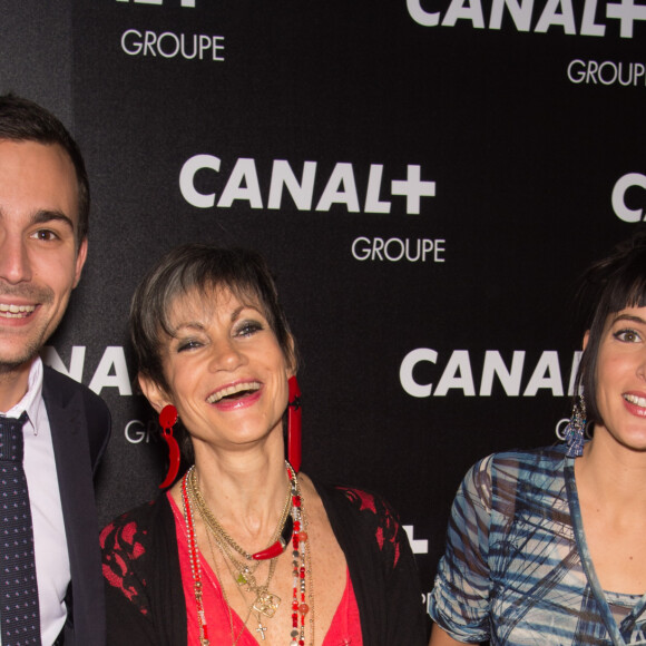 Bertrand Chameroy , Isabelle Morini-Bosc et Erika Moulet - Soirée des animateurs du Groupe Canal+ au Manko à Paris. Le 3 février 2016.