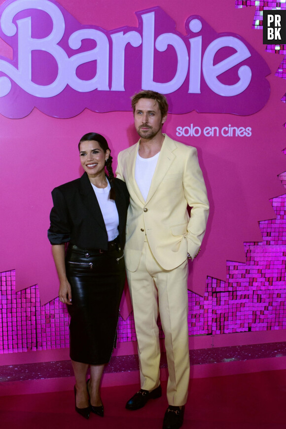 Mexico City, MEXICO - Actress America Ferrera during the pink carpet of the movie ''Barbie'', which will have its premiere on July 20 in Mexican theaters. Its protagonists, Margot Robbie and Ryan Gosling, who play Barbie and Ken, are in Mexico on a promotional tour. Pictured: America Ferrera, Ryan Gosling