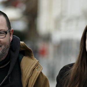 Lars von Trier et Stacy Martin lors du photocall du film "Nymphomaniac" a Copenhague. Le 4 decembre 2013