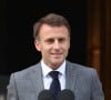 Emmanuel Macron lors de la cérémonie du 140ème anniversaire de la création de l'Alliance Française au Palais de l'Elysée à Paris. Le 21 juillet 2023 © Jérôme Domine / Pool / Bestimage 