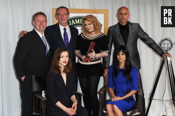 Mark Millar, Sophie Cookson, Dave Gibbons, Jane Goldman, Sofia Boutella et Mark Strong - Soirée des "Jameson Empire Film Awards 2015" à Londres, le 29 mars 2015. 