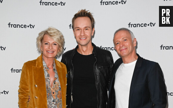 Sophie Davant, Cyril Féraud et Samuel Étienne - Conférence de presse du Telethon 2022 à Paris le 21 octobre 2022. © Coadic Guirec / Bestimage