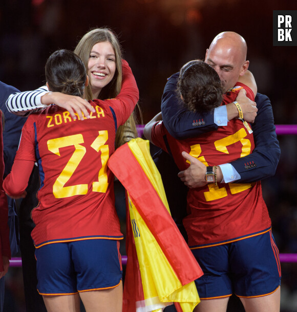 August 20, 2023, Sydney, New South Wales, Australia: Sydney,Australia:20 August,2023. FIFA Womens Football World Cup 2023 Final. Spain beat England to become World Champions..Oihane HERNANDEZ is hugged and kissed by Spanish FA President Luis Rubiales. He has now been suspended over his kissing of Jenny Hermoso. Infanta Sofia of Spain, daughter of Queen Letizia of Spain (L) hugs Claudia ZORNOZA.Photo by Jayne Russell (Credit Image: © Jayne Russell/ZUMA Press Wire)