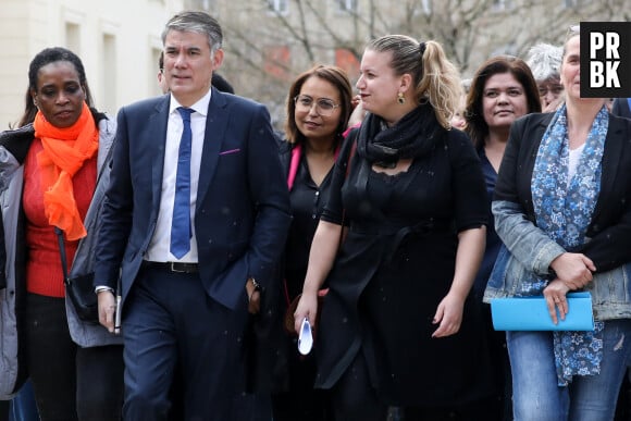 Olivier Faure, député PS et Premier secrétaire du Parti socialiste et Mathilde Panot, députée LFI lors de l'examen des motions de censure à l'Assemblée Nationale contre le projet de réforme des retraites le 20 mars 2023. © Stéphane Lemouton / Bestimage 