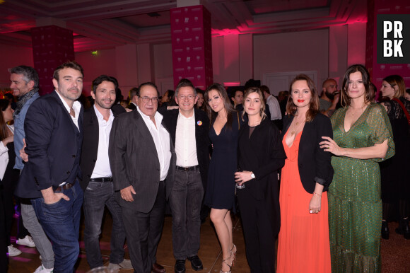 Exclusif - Patrick Puydebat, Sebastien Roch, Jean-Luc Azoulay, guest, , Charlotte Marzo, Florence Mézard et Laly Meignan à l'after-party du deuxème jour de la 2ème édition du "Canneseries" à l'hôtel Martinez à Cannes, France, le 6 avril 2019. © Rachid Bellak/Bestimage 