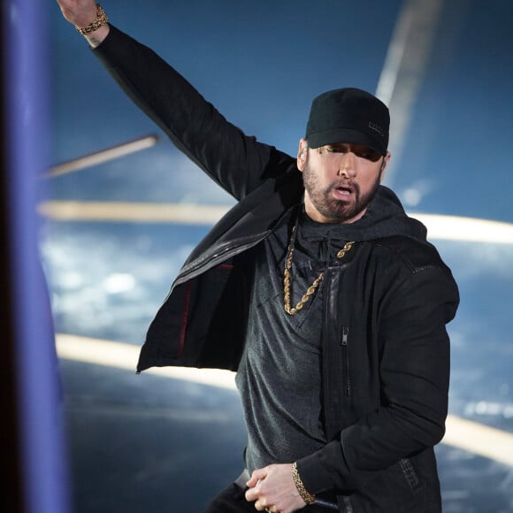 Au cours de sa carrière, il a vendu plus de 220 millions de disques, uniquement aux États-Unis.
Eminem lors de la 92ème cérémonie des Oscars 2020 au Hollywood and Highland à Los Angeles, CA, USA, on February 9, 2020. © AMPAS/Zuma Press/Bestimage
