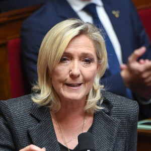 Marine Le Pen - Séance de questions au gouvernement à l'Assemblée nationale à Paris, le 17 octobre 2023. © Lionel Urman / Panoramic / Bestimage