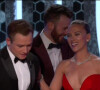 Taron Egerton, Scarlett Johansson, Chris Evans lors de la 77ème cérémonie annuelle des Golden Globe Awards à l'hôtel Beverly Hilton à Los Angeles, Californie, Etats-Unis, le 5 janvier 2020.