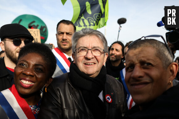 Jean-Luc Mélenchon et Danièle Obono, député LFI, à Paris le 16 mars 2023. © Stéphane Lemouton / Bestimage