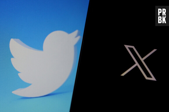 July 25, 2023, Sleman, Yogyakarta, Indonesia: In this photo illustration, the new Twitter logo is visible on the smartphone screen and the old Twitter logo is in the background.  (Credit Image: © Angga Budhiyanto/Zuma Press/Bestimage)