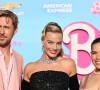 Ryan Gosling, Margot Robbie et America Ferrera à la première du film "Barbie" à Los Angeles, le 9 juillet 2023.