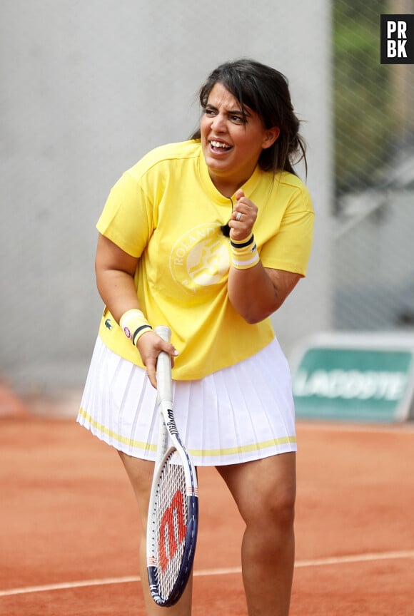 Inès Reg lors de la finale de la saison 3 de "Stars, Set et Match" au profit d'associations caritatives en marge des Internationaux de France de tennis à Roland Garros à Paris, France, le 10 juin 2021. © Dominique Jacovides/Bestimage