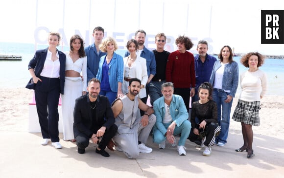 Hector Langevin, Raphaele Volkoff, Franck Monsigny, Emmanuel Moire et Farouk Bermouga - Photocall de "Demain nous appartient" lors du 7ème festival international Canneséries à Cannes, le 6 avril 2024. © Denis Guignebourg / Bestimage