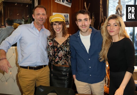 Régis Maynard, Léa Francois, Théo Bertrand, Lola Marois lors d'une séance de dédicace au 21ème Festival des créations Télévisuelles de Luchon le 9 février 2019. © Patrick Bernard / Bestimage