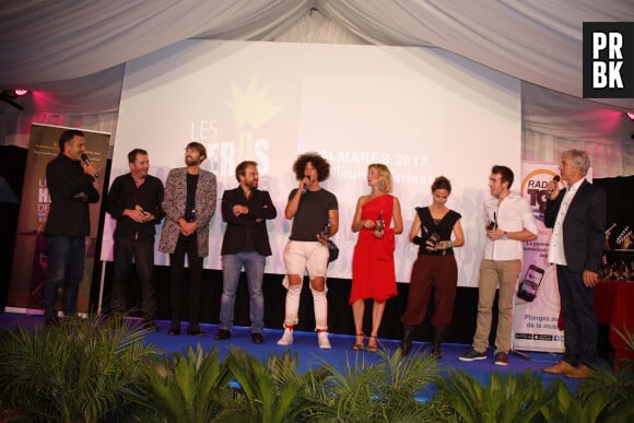 Laurent Orry, Laurent Kerusoré, Stéphane Henon, Bryan Tresor, Rebecc Hampton, Aurélie Vaneck, Théo Bertrand - Ouverture du 6ème Festival Les Héros de la Télé à Beausoleil le 7 octobre 2017.