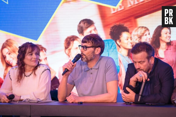 Cécilia Hornus, Laurent Kérusoré et Stéphane Henon lors de la rencontre avec l’équipe de Plus Belle La Vie, Encore Plus Belle (TF1), modérée par le journaliste Alexandre du Serie Mania Festival international Lille 2024, à Lille, France, le 16 mars 2024. © Stéphane Vansteenkiste/Bestimage