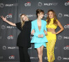 Camille Razat, Lily Collins and Ashley Park au photocall de la saison 2 de la série Netflix "Emily in Paris" lors du PaleyFest LA 2022 à Los Angeles, le 10 avril 2022.
