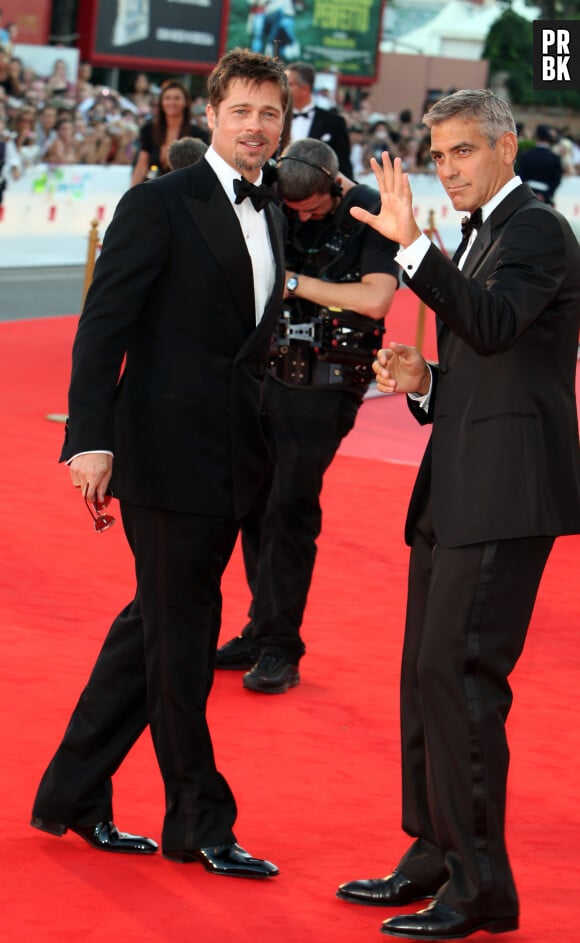 Brad Pitt et George Clooney à la première de "Burn After Reading" au Venice Film Festival le 27 août 2008