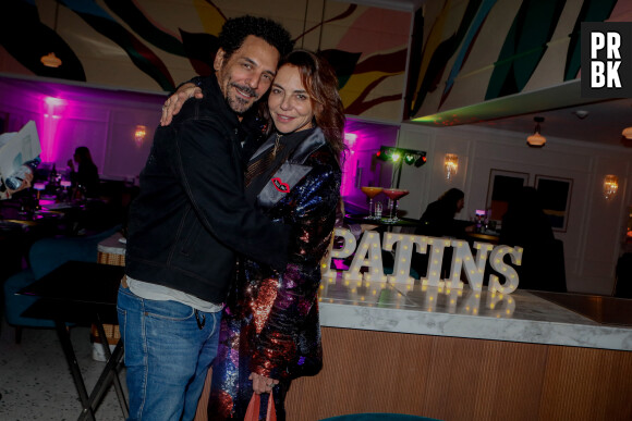 Exclusif - Tomer Sisley et sa femme Sandra Sisley - Personnalités lors de la soirée "Patins" à l'hôtel Kimpton St Honoré à Paris. Le 16 novembre 2023 © Christophe Clovis / Bestimage